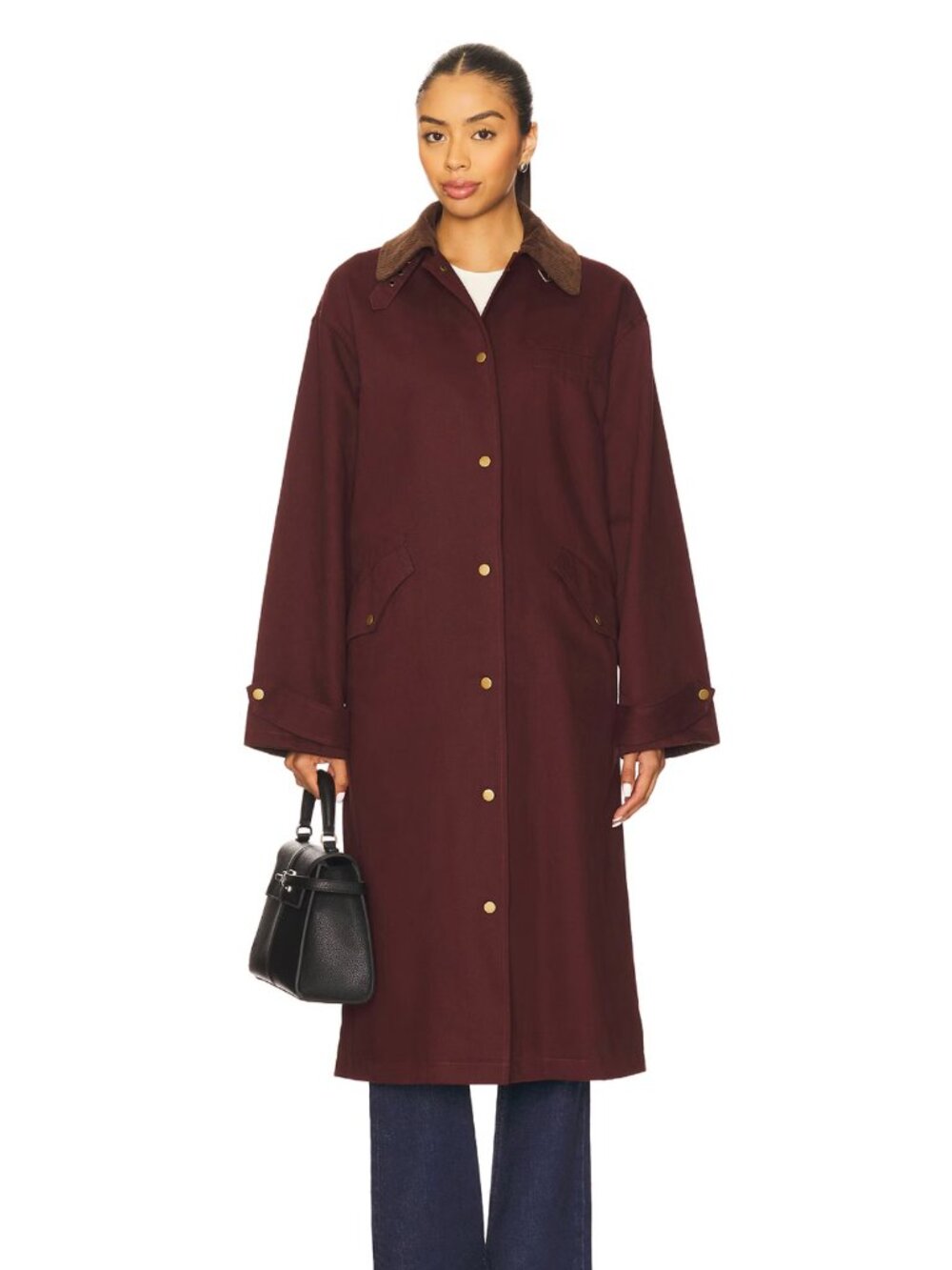 NEW Line & Dot Chelsea Jacket in Bordeaux Red Long Trench Coat Small